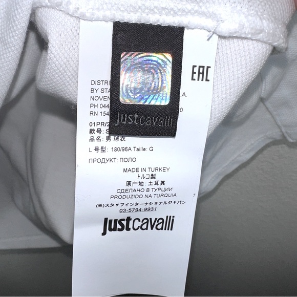Just Cavalli Metallic Logo Polo Large EUC - Picture 6 of 9